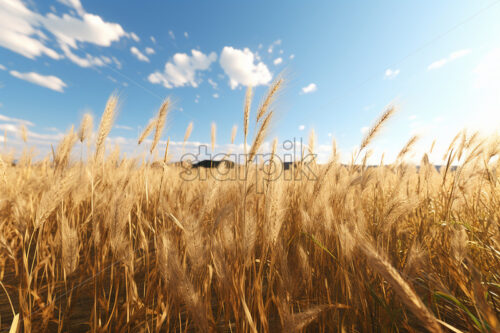 A grain field with ears in the foreground - Starpik Stock