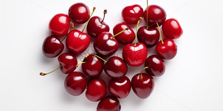 A heart made of cherries on a white background - Starpik Stock