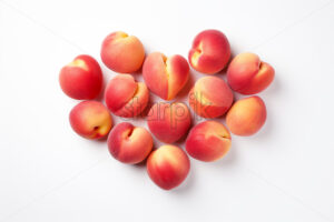 A heart made of peaches on a white background - Starpik Stock