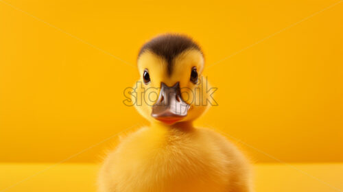 A little duckling on a yellow background - Starpik Stock