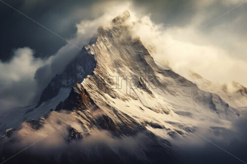 A mountain landscape that represents the peak of a snowy mountain - Starpik Stock