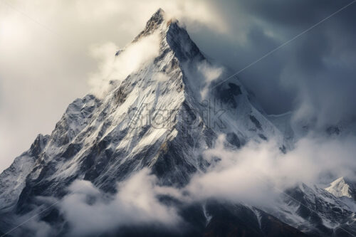 A mountain landscape that represents the peak of a snowy mountain - Starpik Stock