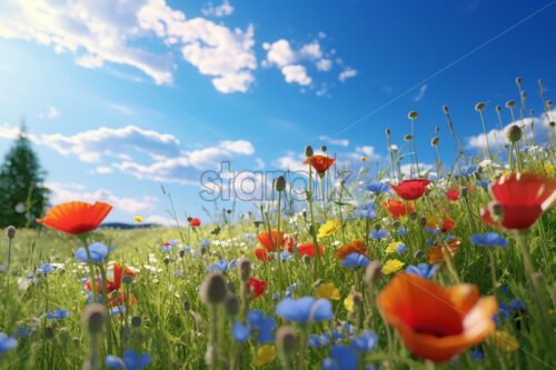 A plain full of multicolored flowers - Starpik Stock