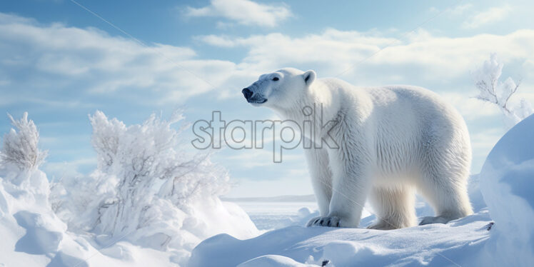 A polar bear on the snow - Starpik Stock