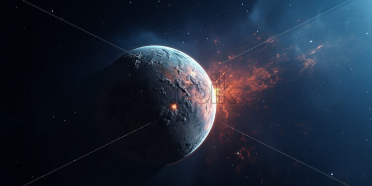 A rendering of a planet in space - Starpik Stock