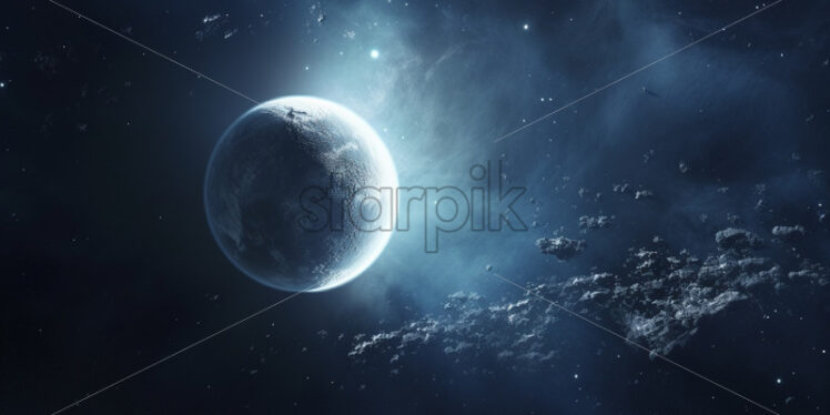 A rendering of a planet in space - Starpik Stock