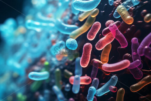 A series of bacteria that are seen under a microscope - Starpik Stock