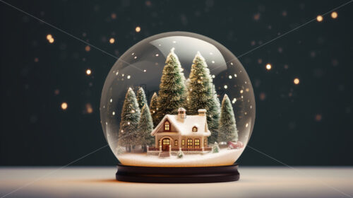 A snow globe and inside a tree with a house - Starpik Stock