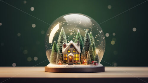 A snow globe and inside a tree with a house - Starpik Stock