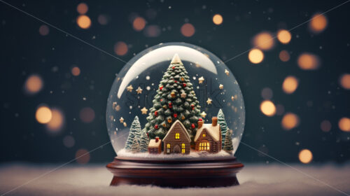 A snow globe and inside a tree with a house - Starpik Stock