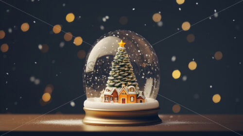 A snow globe and inside a tree with a house - Starpik Stock