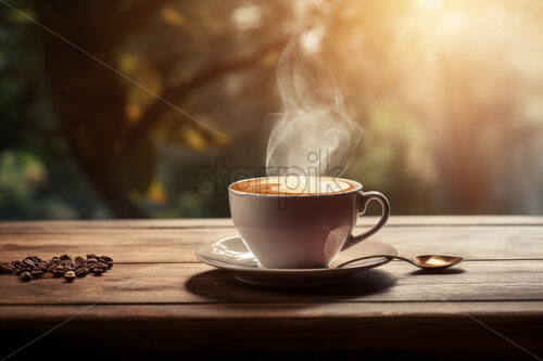 A steaming cup of coffee - Starpik Stock