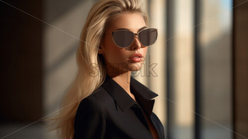 A stylishly dressed model with sunglasses - Starpik Stock