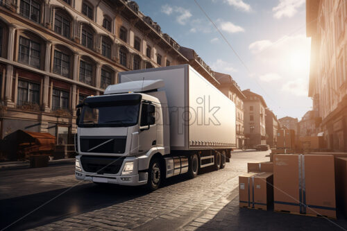 A truck that is preparing to transport goods - Starpik Stock