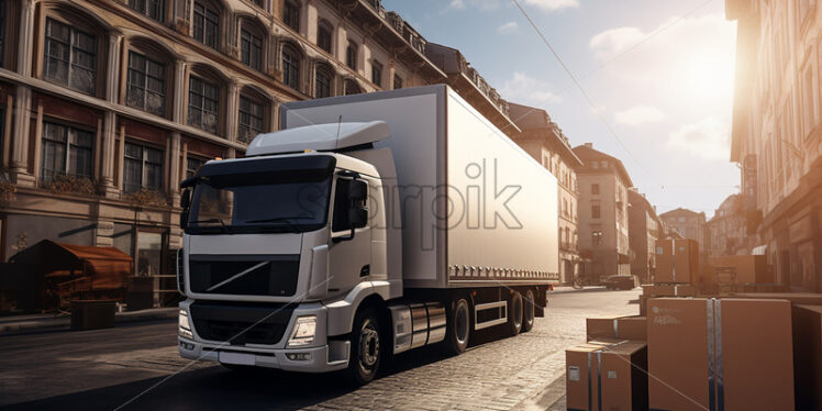 A truck that is preparing to transport goods - Starpik Stock