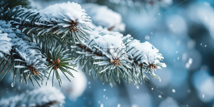 A winter background, a fir tree with branches full of snow - Starpik Stock