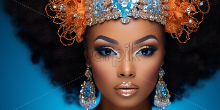 Afro american woman portrait winter queen fashion - Starpik Stock