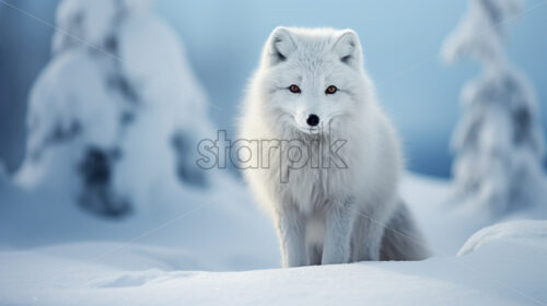 An arctic fox in the snow