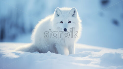 An arctic fox in the snow