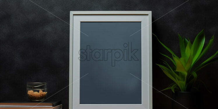 An empty frame on a table, studio photo - Starpik Stock