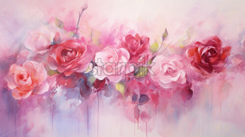 An infinite abstract drawing in watercolor with roses - Starpik Stock