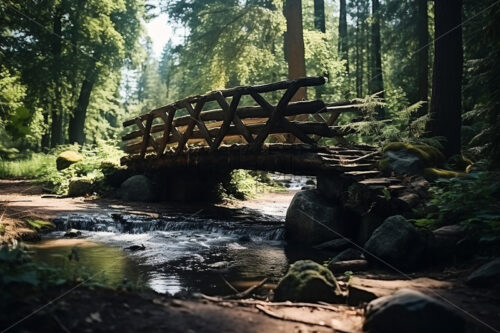 An old bridge in an old forest - Starpik Stock