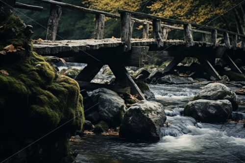 An old bridge in an old forest - Starpik Stock