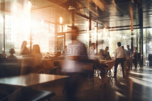 Blurred silhouettes of people in an office - Starpik Stock