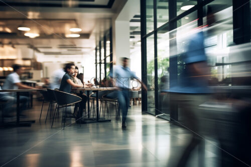 Blurred silhouettes of people in an office - Starpik Stock