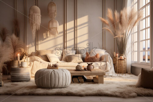 Boho style living room natural light and comfortable furniture - Starpik