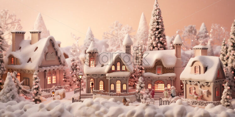 Christmas small houses decor festive card - Starpik Stock