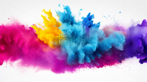 Colored powder, explosion on white background - Starpik Stock