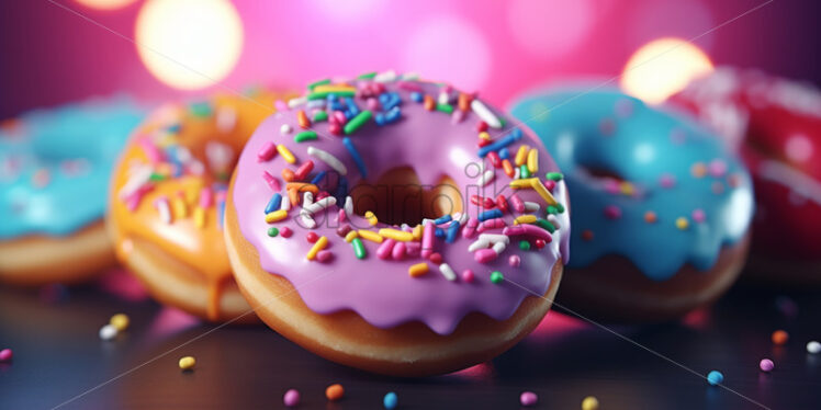 Colorful and delicious donuts, background - Starpik Stock