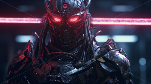 Cyborg smaurai with their sword