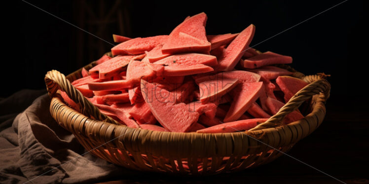 Dried watermelon slices in a basket - Starpik Stock