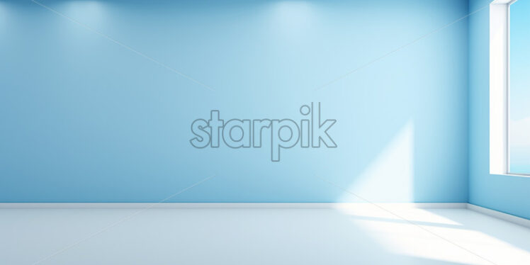 Empty room with light blue walls - Starpik Stock