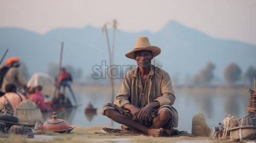 Fisherman in Varanasi India - Starpik Stock