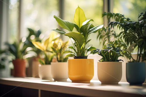 Flower pots on a surface - Starpik Stock