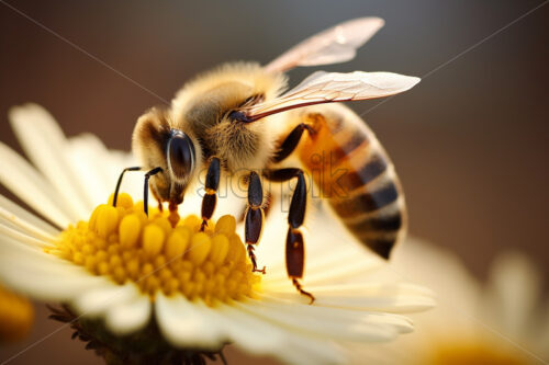 Generative AI a bee sitting on a flower - Starpik Stock