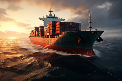 Generative AI a cargo ship that carries goods at sea - Starpik Stock
