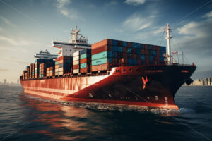 Generative AI a cargo ship that carries goods at sea - Starpik Stock