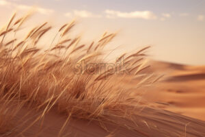 Generative AI a desert landscape with sand dunes - Starpik Stock