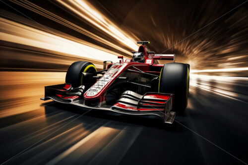 Generative AI a formula 1 car going at high speed, photo created with long exposure time - Starpik Stock