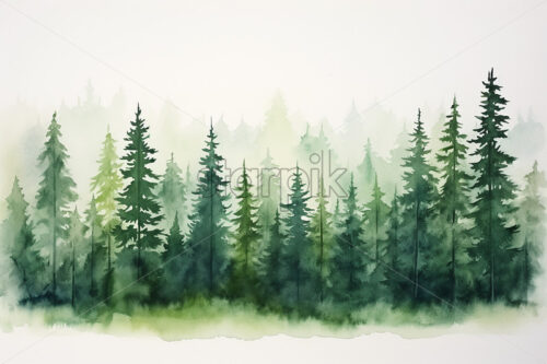Generative AI a landscape of a forest created in watercolor - Starpik Stock