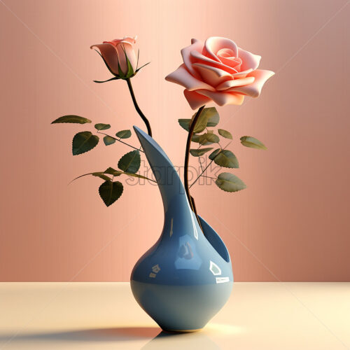 Generative AI a rose in a vase created in 3D software - Starpik Stock