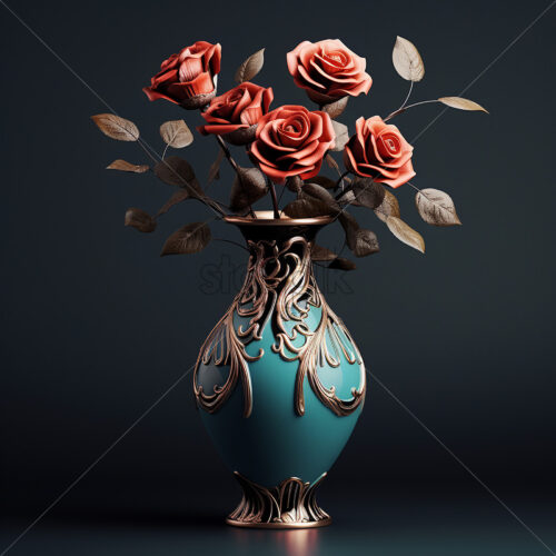 Generative AI a rose in a vase created in 3D software - Starpik Stock
