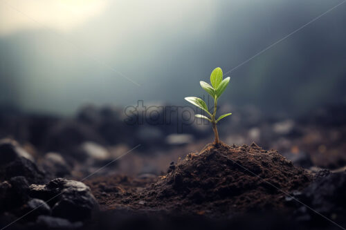 Generative AI a small plant that comes out of the ground - Starpik Stock