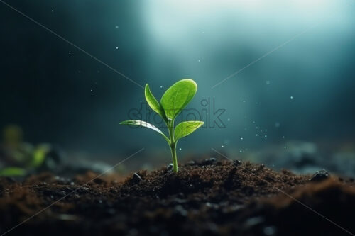 Generative AI a small plant that comes out of the ground - Starpik Stock