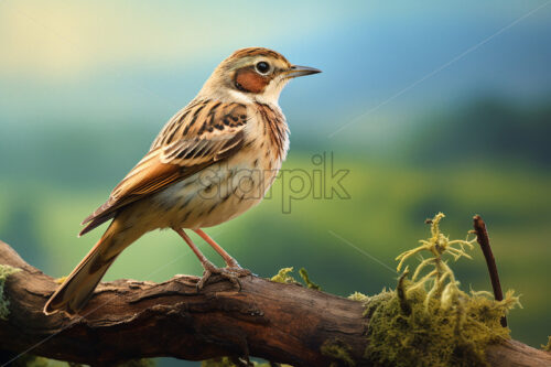 Generative AI a sparrow sitting on a branch of a tree - Starpik Stock