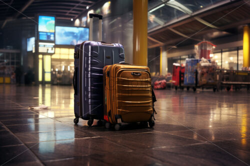 Generative AI a suitcase is on a train platform - Starpik Stock